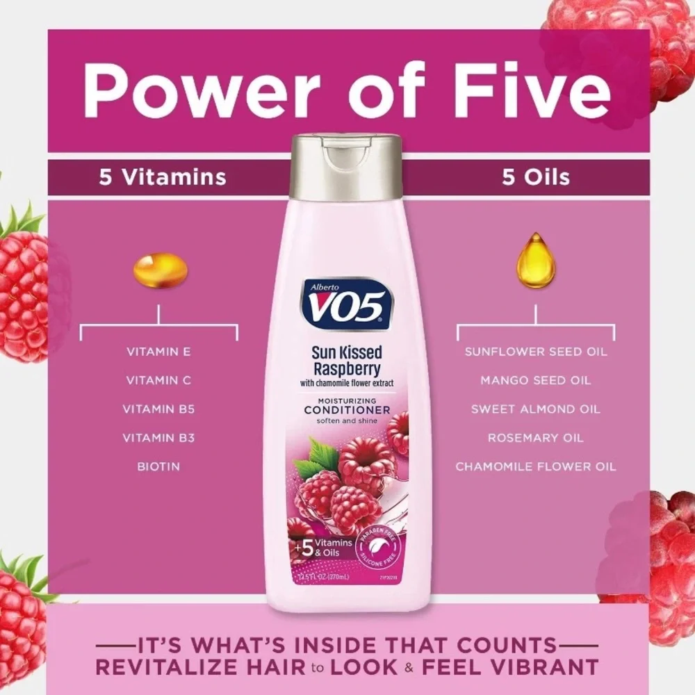 Alberto V05 Sun Kissed Raspberry Chamomile Flower Conditioner 12.5oz (Lot of 3)
